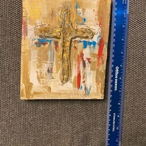 Abstract Gold and Multicolor Cross Art